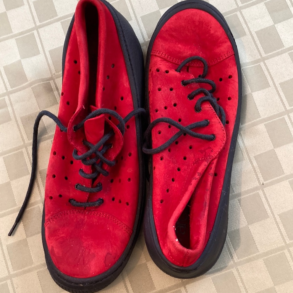 ARCHE Red Nubuck Leather Sneakers